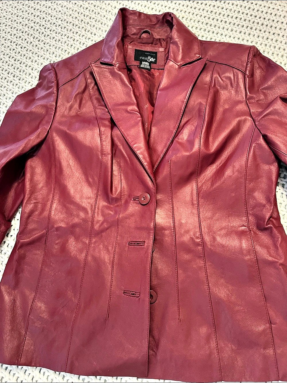 Vintage Leather Blazer Jacket east5th genuine in Burgundy Size Large y2k